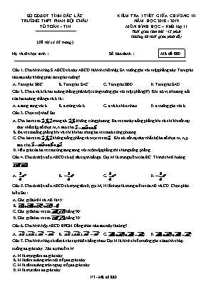 Đề kiểm tra 1 tiết giữa Chương III môn Hình học Lớp 11 - Mã đề 880 - Năm học 2018-2019 - Trường THPT Phan Bội Châu